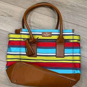 Kate Spade Vibrant Striped Purse with Tan Accents